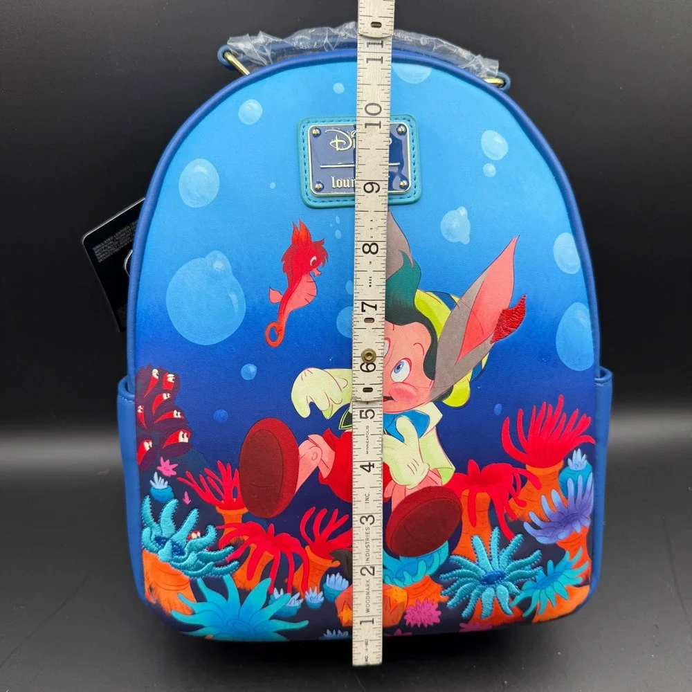 Disney Loungefly Pinocchio Coral Mini Backpack Women OS Blue Undersea Disney